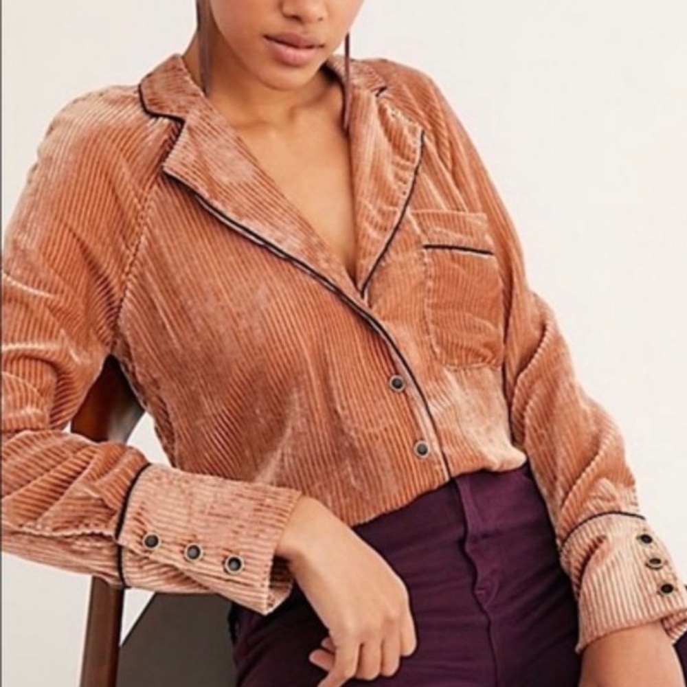 NEW Womens Free People Tan Corduroy Teddy Jacket L